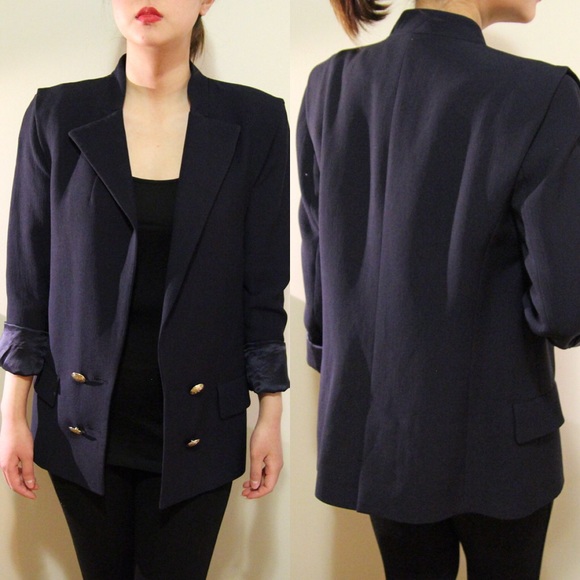 ZARA Navy Blazer with Gold Buttons - Picture 2 of 7